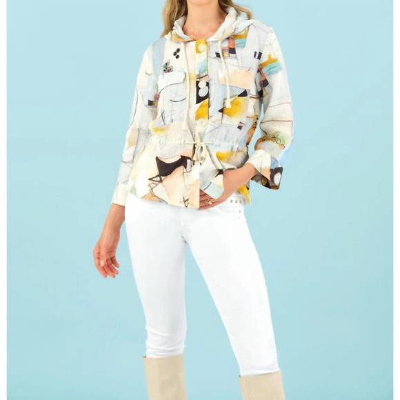 NEW DOLCEZZA women's untitled 9 linen jacket in multi - Picture 4 of 5